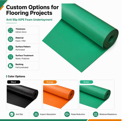 IXPE Foam Floor Underlayment Klank-absorberend vochtbestendig kussen voor PVC SPC Vinyl vloer Ideaal voor appartementen Hotels en ziekenhuis renovatie