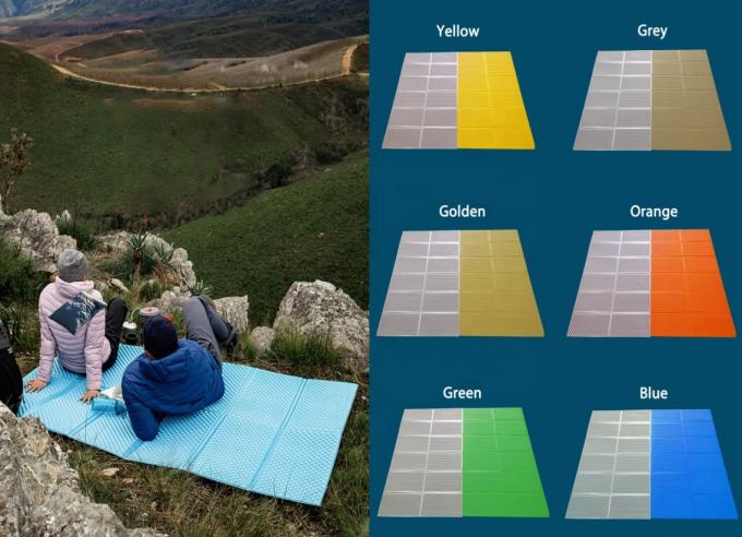 Groothandel Dubbelvouwbare slaapmatten Witte aluminium film gesloten cel IXPE XPE schuim slaappad voor waterdicht kamperen 2 personen 0