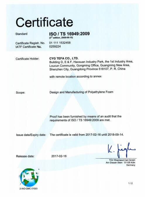 Door elkaar gekoppeld gesloten cel polyolefin schuim XPE / IXPE thermische isolatie plaat voor de bouw en HVAC 24